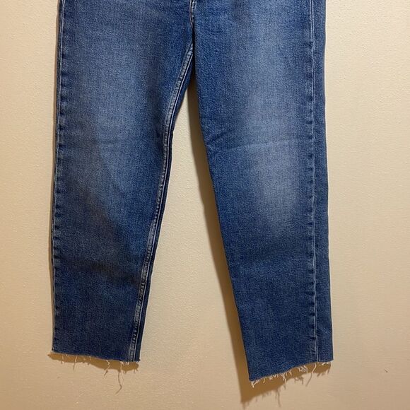 RE/DONE High Rise 70s Stove Pipe Button Fly Raw Hem Denim Jeans Size 26 - Picture 7 of 16